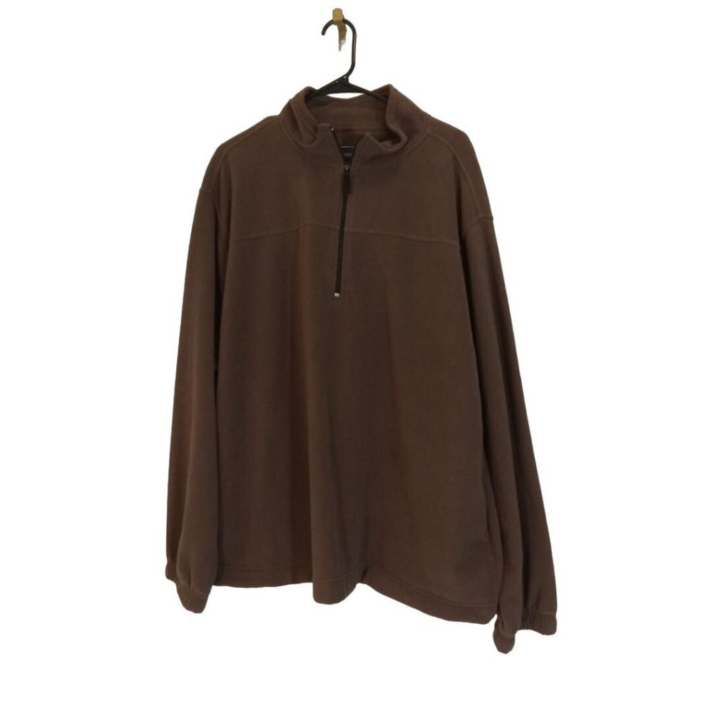 Saddlebred Sweater Shirt Men's Size XXL Brown Pullover 1/4 Zip Elastic Sleeves